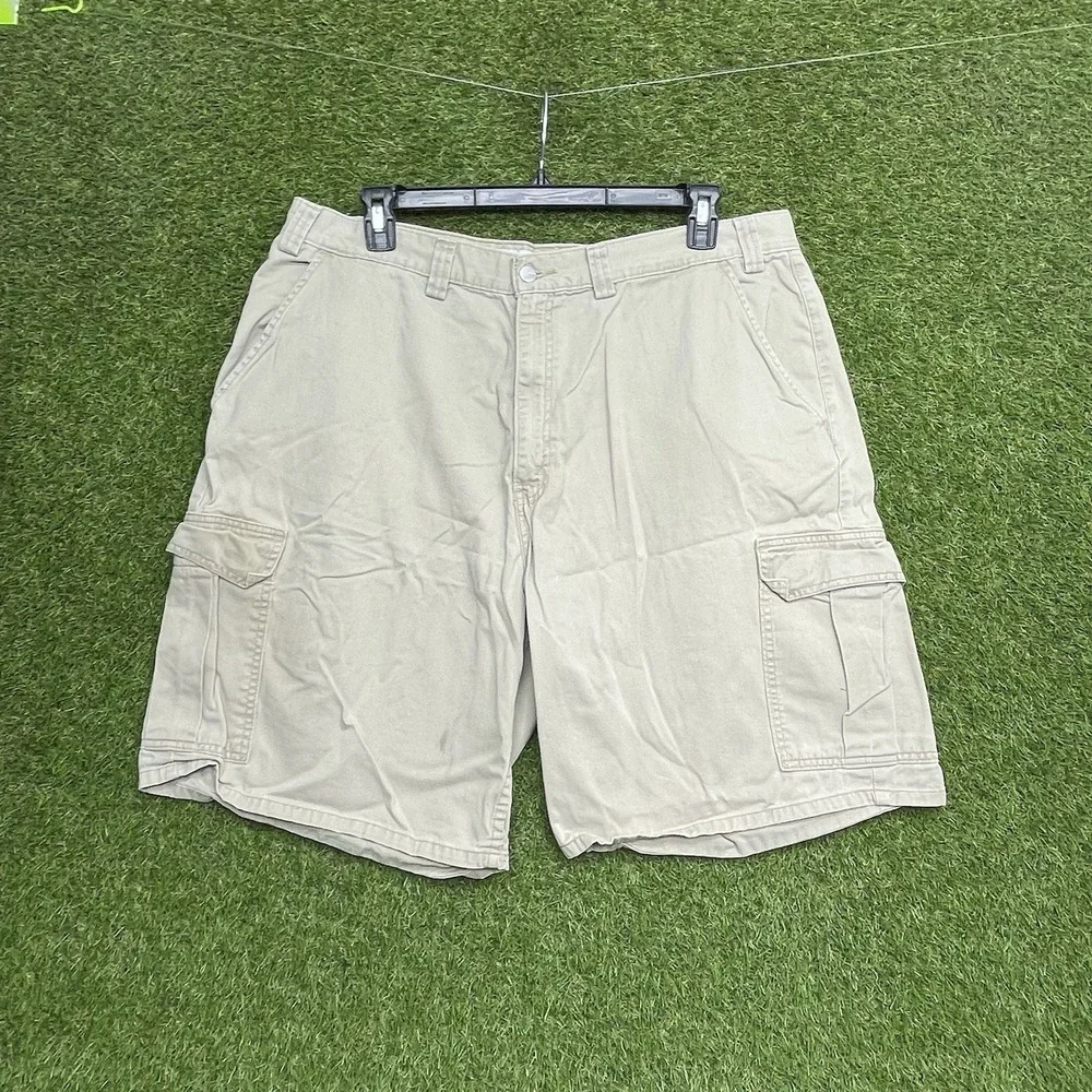 Levis Silvertab Cargo Shorts Mens 40 Khaki Beige 100% Cotton Y2K Baggy Skater